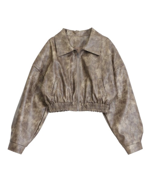 ANAP(アナップ)の「vintae加工フェイクレザークロップドブルゾン(ブルゾン・レディース・ブラック/ブラウン・F)」の15枚目の写真