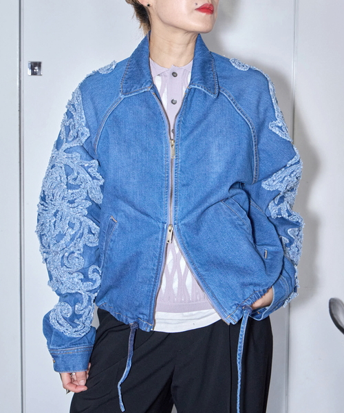 TAAKK(ターク)の「TAAKK SCULPTURAL EMBROIDERY DENIMBLOUSON TA26SS-BL030:デニムブルゾン(デニムジャケット・レディース・ブルー・LARGE)」の2枚目の写真