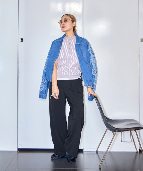 TAAKK(ターク)の「TAAKK SCULPTURAL EMBROIDERY DENIMBLOUSON TA26SS-BL030:デニムブルゾン(デニムジャケット・レディース・ブルー・LARGE)」の4枚目の写真