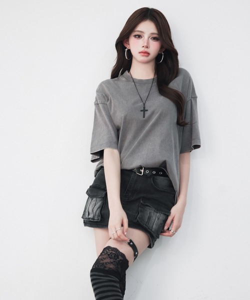 VEILA（ヴェイラ）の「ヴィンテージライク オーバーサイズTシャツ（Tシャツ/カットソー・レディース・ブラック/グレー・フリー）」の12枚目の写真