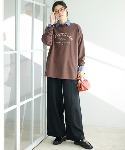 SMILE LAND(スマイルランド)の「<大きいサイズ>ワイドカーブスウェットパンツ(ゆったりヒップ)(その他パンツ・レディース・杢グレー/ブラック・L/3L/4L/5L/LL)」の4枚目の写真