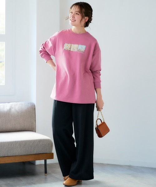 SMILE LAND(スマイルランド)の「<大きいサイズ>ワイドカーブスウェットパンツ(ゆったりヒップ)(その他パンツ・レディース・杢グレー/ブラック・L/3L/4L/5L/LL)」の5枚目の写真