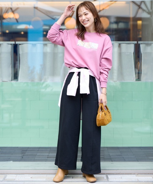 SMILE LAND(スマイルランド)の「<大きいサイズ>ワイドカーブスウェットパンツ(ゆったりヒップ)(その他パンツ・レディース・杢グレー/ブラック・L/3L/4L/5L/LL)」の6枚目の写真