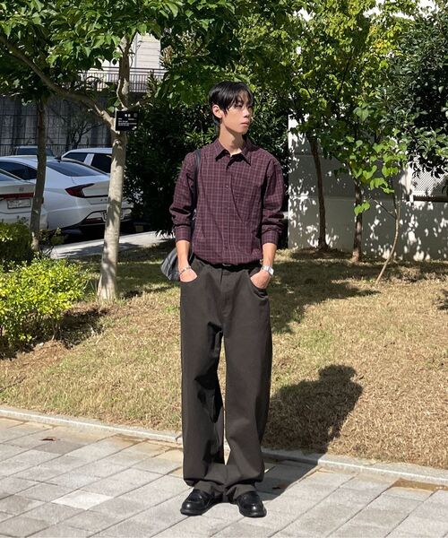 EXCONTAINER(エックスコンテナ)の「カーブドワイドコットンパンツ (ブラウン)(その他パンツ・メンズ・その他・MEDIUM/LARGE/X-LARGE)」の3枚目の写真