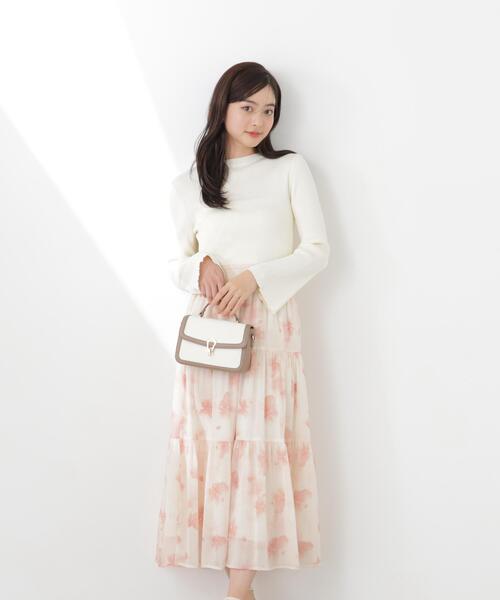 PROPORTION BODY DRESSING(プロポーションボディドレッシング)の「ニットドッキング花柄シャーリングワンピース / 1216147300(ワンピース・レディース・ピンク/ブルー・SMALL/P/S/MEDIUM)」の1枚目の写真
