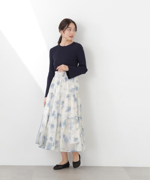 PROPORTION BODY DRESSING(プロポーションボディドレッシング)の「ニットドッキング花柄シャーリングワンピース / 1216147300(ワンピース・レディース・ピンク/ブルー・SMALL/P/S/MEDIUM)」の2枚目の写真