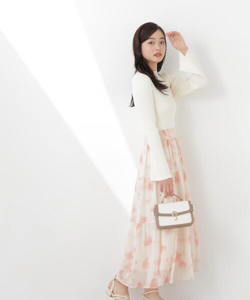 PROPORTION BODY DRESSING(プロポーションボディドレッシング)の「ニットドッキング花柄シャーリングワンピース / 1216147300(ワンピース・レディース・ピンク/ブルー・SMALL/P/S/MEDIUM)」の4枚目の写真