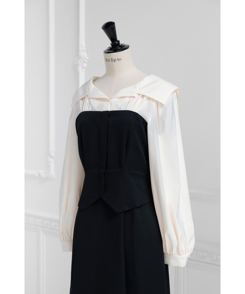 Her lip to(ハーリップトゥー)の「Mayfair Bicolor Flared Dress(ワンピース・レディース・ブラック・S/M)」の7枚目の写真