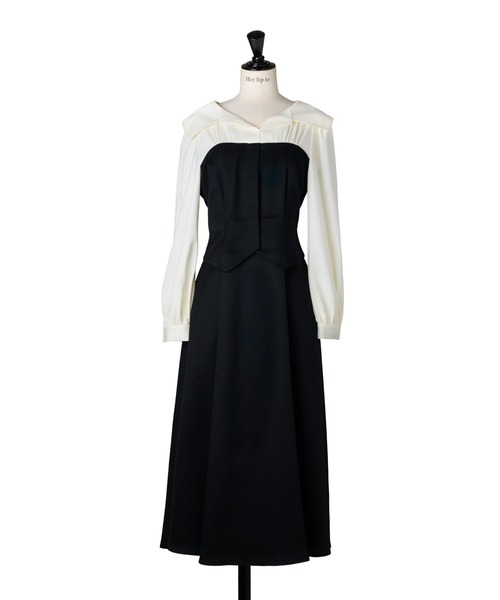 Her lip to(ハーリップトゥー)の「Mayfair Bicolor Flared Dress(ワンピース・レディース・ブラック・S/M)」の8枚目の写真