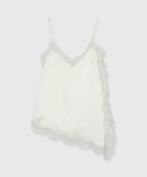 CREDONA(クレドナ)の「SATIN LACE CAMI/サテンレースキャミ(キャミソール・レディース・オフホワイト/グリーン系その他/ブラック・FREE)」の2枚目の写真