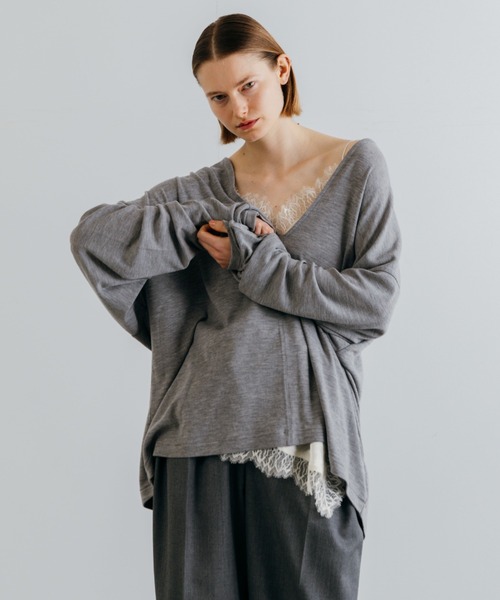 CREDONA(クレドナ)の「SATIN LACE CAMI/サテンレースキャミ(キャミソール・レディース・オフホワイト/グリーン系その他/ブラック・FREE)」の7枚目の写真