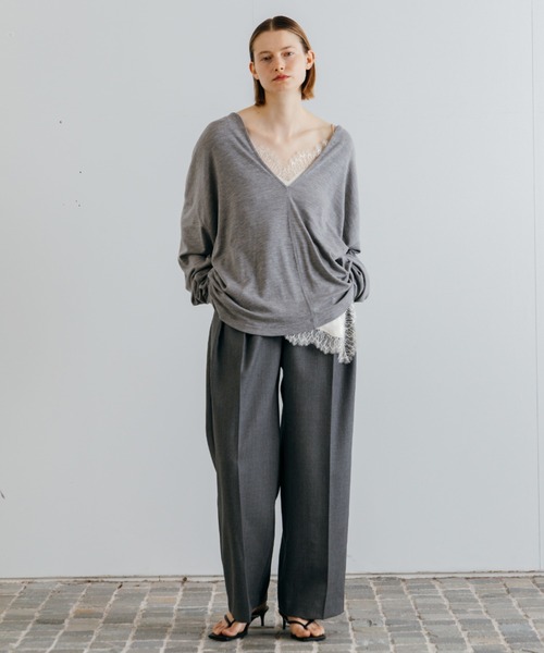 CREDONA(クレドナ)の「SATIN LACE CAMI/サテンレースキャミ(キャミソール・レディース・オフホワイト/グリーン系その他/ブラック・FREE)」の6枚目の写真