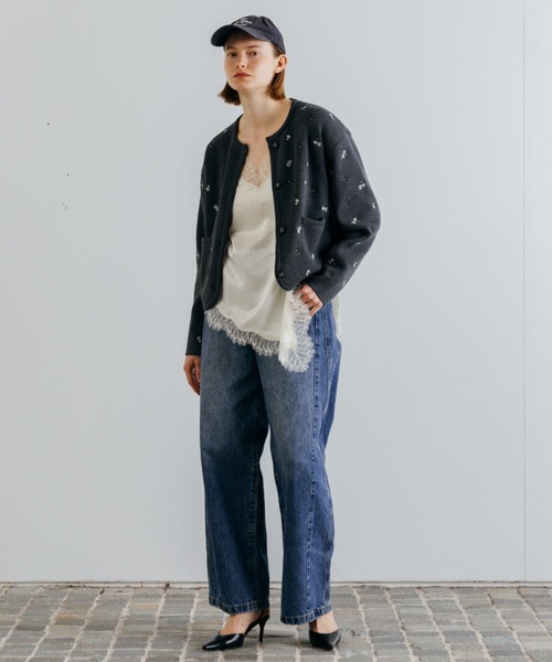 CREDONA(クレドナ)の「SATIN LACE CAMI/サテンレースキャミ(キャミソール・レディース・オフホワイト/グリーン系その他/ブラック・FREE)」の13枚目の写真