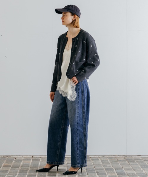 CREDONA(クレドナ)の「SATIN LACE CAMI/サテンレースキャミ(キャミソール・レディース・オフホワイト/グリーン系その他/ブラック・FREE)」の14枚目の写真