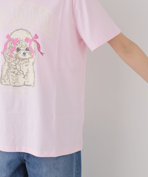 U by SPICK&SPAN（ユーバイスピックアンドスパン）の「GANNI / ガニー Basic Cotton Jersey T-shirt（Tシャツ/カットソー・レディース・ピンク・SMALL）」の5枚目の写真