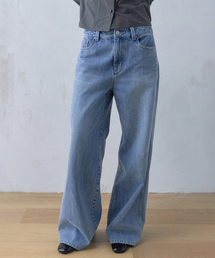 ワイドデニムパンツ_ウォッシュドブルー