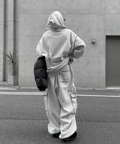 YACA(ヤーカ)の「Out Stitch Sweat Cargo PT/アウトステッチカーゴパンツ【unisex item】(スウェットパンツ・レディース・アッシュグレー/ブラック・FREE)」の10枚目の写真