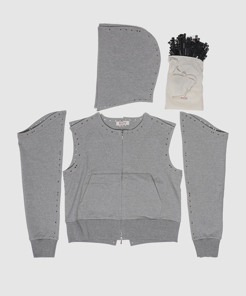 MASU(エムエーエスユー)の「BONE NEEDLE ZIP-UP HOODIE(パーカー・メンズ・ブラック/グレー・48)」の2枚目の写真