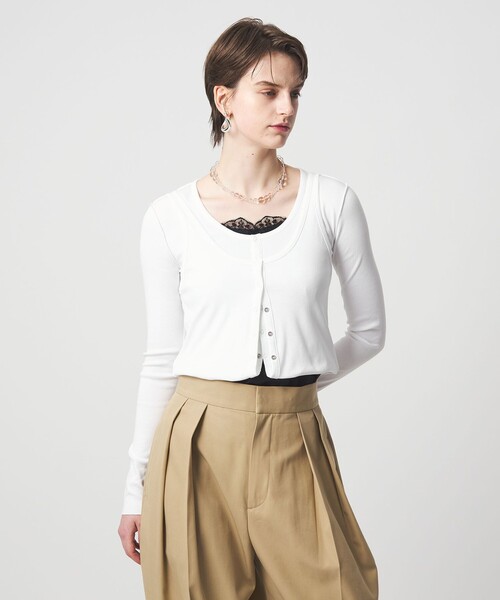ASTRAET(アストラット)の「<ASTRAET>3WAY フロントボタン ロングスリーブカットソー(Tシャツ/カットソー・レディース・ホワイト/ナチュラル/ダークグレー・FREE)」の9枚目の写真