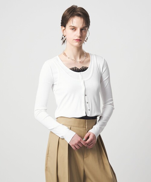 ASTRAET(アストラット)の「<ASTRAET>3WAY フロントボタン ロングスリーブカットソー(Tシャツ/カットソー・レディース・ホワイト/ナチュラル/ダークグレー・FREE)」の10枚目の写真