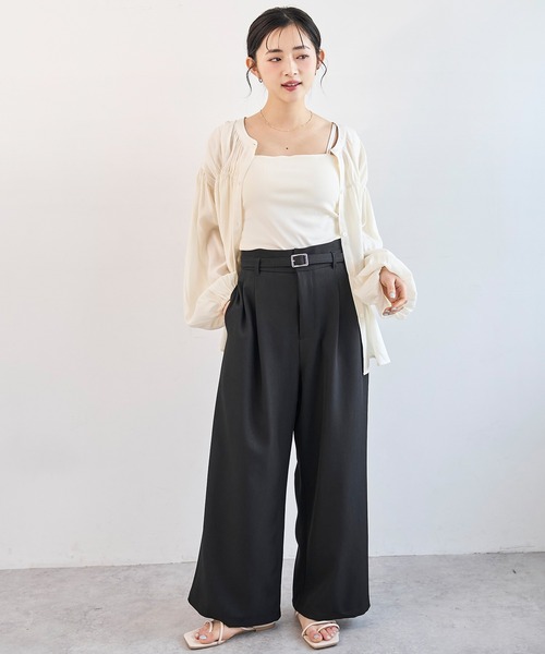 mil(ミル)の「【ベルト付き】 ハイウエスト タック パンツ【586147】(スラックス・レディース・グレイッシュベージュ/グレー/ブラック・S-Short/FREE/M-Regular/M-Short/S-Regular)」の17枚目の写真