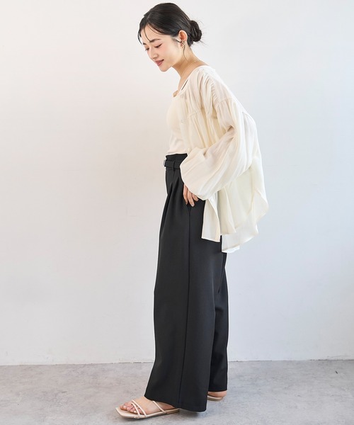mil(ミル)の「【ベルト付き】 ハイウエスト タック パンツ【586147】(スラックス・レディース・グレイッシュベージュ/グレー/ブラック・S-Short/FREE/M-Regular/M-Short/S-Regular)」の18枚目の写真