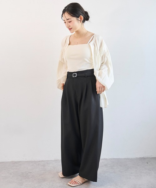 mil(ミル)の「【ベルト付き】 ハイウエスト タック パンツ【586147】(スラックス・レディース・グレイッシュベージュ/グレー/ブラック・S-Short/FREE/M-Regular/M-Short/S-Regular)」の19枚目の写真