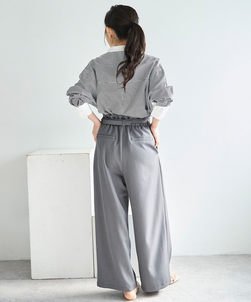 mil(ミル)の「【ベルト付き】 ハイウエスト タック パンツ【586147】(スラックス・レディース・グレイッシュベージュ/グレー/ブラック・S-Short/FREE/M-Regular/M-Short/S-Regular)」の6枚目の写真