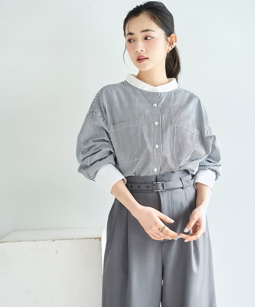 mil(ミル)の「【ベルト付き】 ハイウエスト タック パンツ【586147】(スラックス・レディース・グレイッシュベージュ/グレー/ブラック・S-Short/FREE/M-Regular/M-Short/S-Regular)」の9枚目の写真
