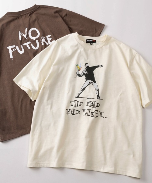 BRANDALISED（ブランダライズド）の「【70】【BRANDALISED/ブランダライズド】バンクシーアートグラフィック クルーネックTシャツ/接触冷感/速乾（Tシャツ/カットソー・メンズ・ブラウン系1/ブラウン系/アイボリー系/ブラック系/アイボリー系1/ブラック系1・M/L）」の5枚目の写真