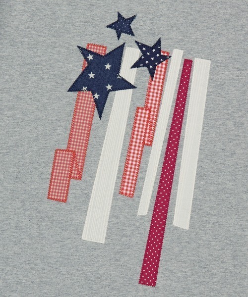 MAHAGRID(マハグリッド)の「『mahagrid/マハグリッド』 FLAG APPLIQUE RINGER TEE/フラッグ アップリケ リンガー Tシャツ(Tシャツ/カットソー・レディース・グレー/チャコールグレー/ホワイト・M)」の13枚目の写真