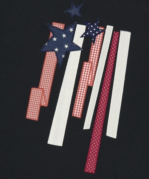 MAHAGRID(マハグリッド)の「『mahagrid/マハグリッド』 FLAG APPLIQUE RINGER TEE/フラッグ アップリケ リンガー Tシャツ(Tシャツ/カットソー・レディース・グレー/チャコールグレー/ホワイト・M)」の9枚目の写真