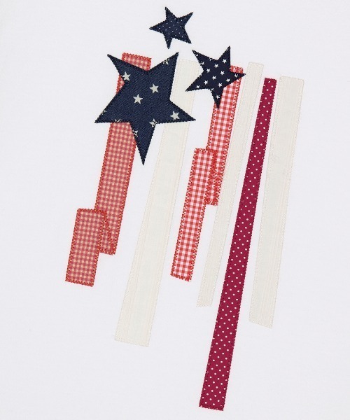 MAHAGRID(マハグリッド)の「『mahagrid/マハグリッド』 FLAG APPLIQUE RINGER TEE/フラッグ アップリケ リンガー Tシャツ(Tシャツ/カットソー・レディース・グレー/チャコールグレー/ホワイト・M)」の17枚目の写真
