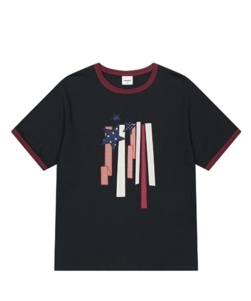 MAHAGRID(マハグリッド)の「『mahagrid/マハグリッド』 FLAG APPLIQUE RINGER TEE/フラッグ アップリケ リンガー Tシャツ(Tシャツ/カットソー・レディース・グレー/チャコールグレー/ホワイト・M)」の19枚目の写真
