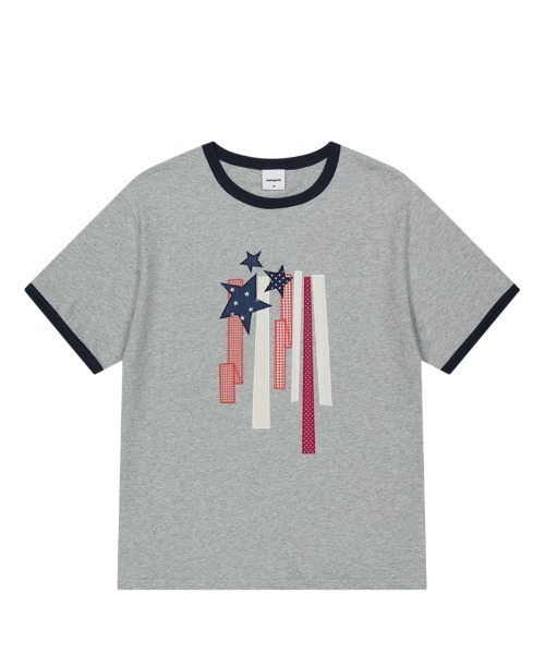 MAHAGRID(マハグリッド)の「『mahagrid/マハグリッド』 FLAG APPLIQUE RINGER TEE/フラッグ アップリケ リンガー Tシャツ(Tシャツ/カットソー・レディース・グレー/チャコールグレー/ホワイト・M)」の20枚目の写真