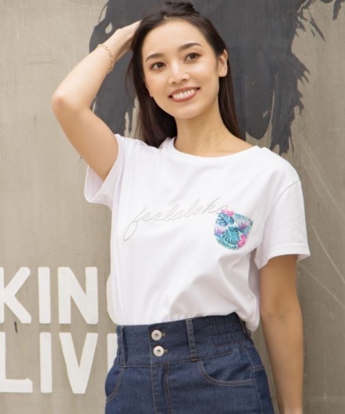 Kahiko(カヒコ)の「【Kahiko】エケアホUVカットTシャツ(Tシャツ/カットソー・レディース・ミント/ネイビー/ホワイト/ブラック・FREE)」の6枚目の写真