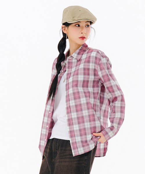 CHASECULT（チェイスカルト）の「共用ポプリンチェックシャツ-FARU5412B0P（シャツ/ブラウス・メンズ・PINK・90/100/95/105）」の5枚目の写真
