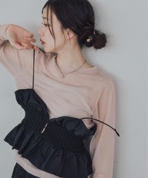 Pqran（クラン）の「タフタ×ニットビスチェ（キャミソール）」