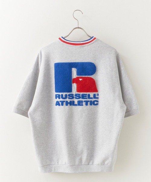Russell Athletic（ラッセルアスレティック）の「RUSSELL ATHLETIC / ラッセルアスレティック Campus Swaeat T ラインデザインロゴ刺繍 ヘビーオンス 半袖Tシャツ 2026年春夏（Tシャツ/カットソー・メンズ・ホワイト/チャコールグレー/ネイビー/ヘザーグレー・M/L/XL）」の8枚目の写真