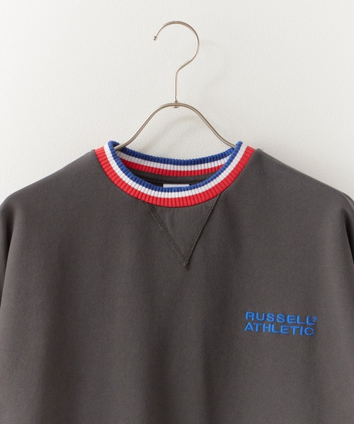 Russell Athletic（ラッセルアスレティック）の「RUSSELL ATHLETIC / ラッセルアスレティック Campus Swaeat T ラインデザインロゴ刺繍 ヘビーオンス 半袖Tシャツ 2026年春夏（Tシャツ/カットソー・メンズ・ホワイト/チャコールグレー/ネイビー/ヘザーグレー・M/L/XL）」の10枚目の写真