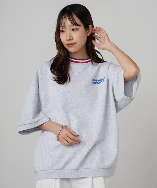 Russell Athletic（ラッセルアスレティック）の「RUSSELL ATHLETIC / ラッセルアスレティック Campus Swaeat T ラインデザインロゴ刺繍 ヘビーオンス 半袖Tシャツ 2026年春夏（Tシャツ/カットソー・メンズ・ホワイト/チャコールグレー/ネイビー/ヘザーグレー・M/L/XL）」の22枚目の写真