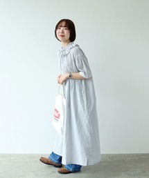 PAR ICI | 【WEB限定】チェック/ストライプ ギャザーリボンワンピース(ワンピース)