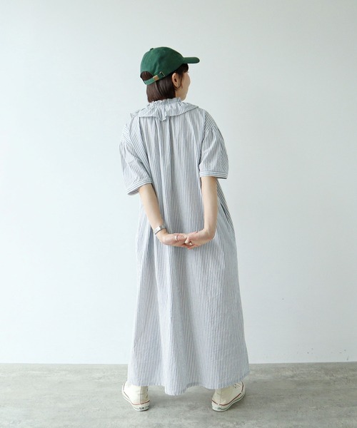 PAR ICI(パーリッシィ)の「【WEB限定】チェック/ストライプ ギャザーリボンワンピース(ワンピース・レディース・ブルー/オフホワイト/ブラック・FREE)」の20枚目の写真