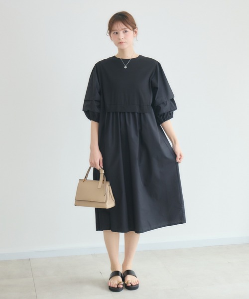 KATHARINE ROSS(キャサリンロス)の「【KATHARINE ROSS】カットタフタ袖タックワンピース(ワンピース・レディース・キャメル/チャコールグレー/ブラック・FREE)」の1枚目の写真