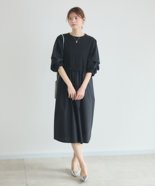 KATHARINE ROSS（キャサリンロス）の「【KATHARINE ROSS】カットタフタ袖タックワンピース（ワンピース・レディース・キャメル/チャコールグレー・FREE）」の4枚目の写真