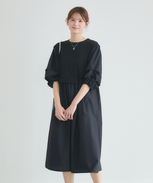 KATHARINE ROSS（キャサリンロス）の「【KATHARINE ROSS】カットタフタ袖タックワンピース（ワンピース・レディース・キャメル/チャコールグレー・FREE）」の5枚目の写真