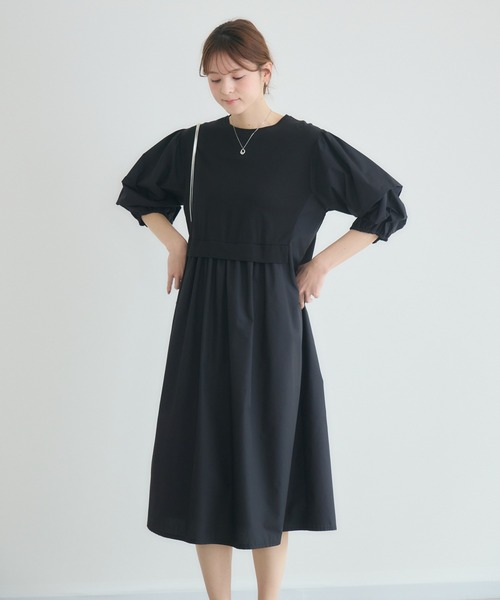 KATHARINE ROSS（キャサリンロス）の「【KATHARINE ROSS】カットタフタ袖タックワンピース（ワンピース・レディース・キャメル/チャコールグレー・FREE）」の6枚目の写真