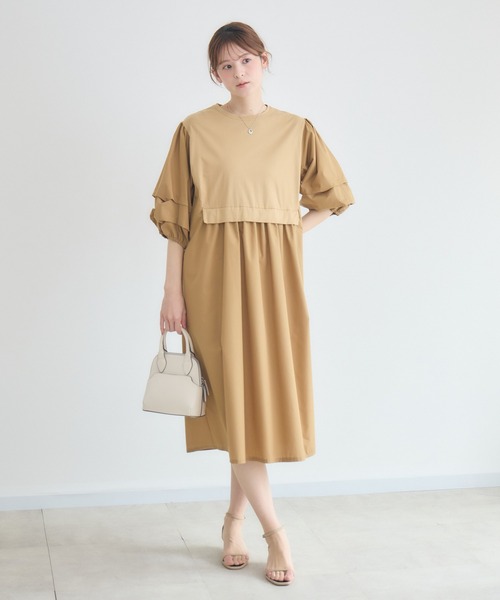 KATHARINE ROSS（キャサリンロス）の「【KATHARINE ROSS】カットタフタ袖タックワンピース（ワンピース・レディース・キャメル/チャコールグレー・FREE）」の11枚目の写真