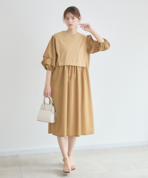 KATHARINE ROSS（キャサリンロス）の「【KATHARINE ROSS】カットタフタ袖タックワンピース（ワンピース・レディース・キャメル/チャコールグレー・FREE）」の12枚目の写真
