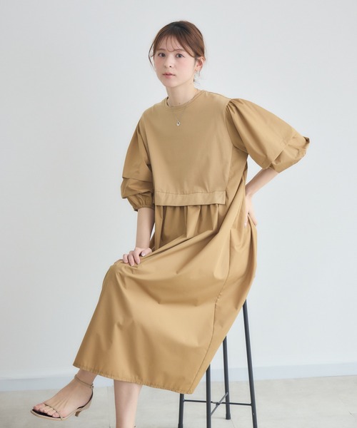 KATHARINE ROSS（キャサリンロス）の「【KATHARINE ROSS】カットタフタ袖タックワンピース（ワンピース・レディース・キャメル/チャコールグレー・FREE）」の13枚目の写真